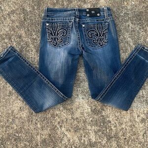 Miss Me Blue Skinny Jeans with Embroidered Details